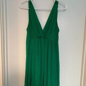 Oysho Emerald Green Satin Maxi Dress Sz S